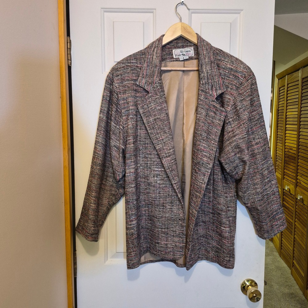 Westbrook Classics Atlanta Womens Small 100% Silk Multicolor Tweed Blazer Jacket